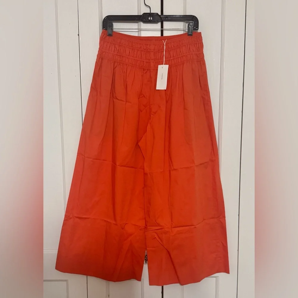 VINCE Burnt Orchid Smocked Waist Cotton Culottes - Picture 5 of 7